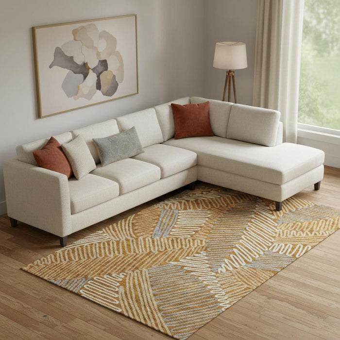 10' X 14' Floral Washable Area Rug With UV Protection (671924) - Rust / Gray / Beige