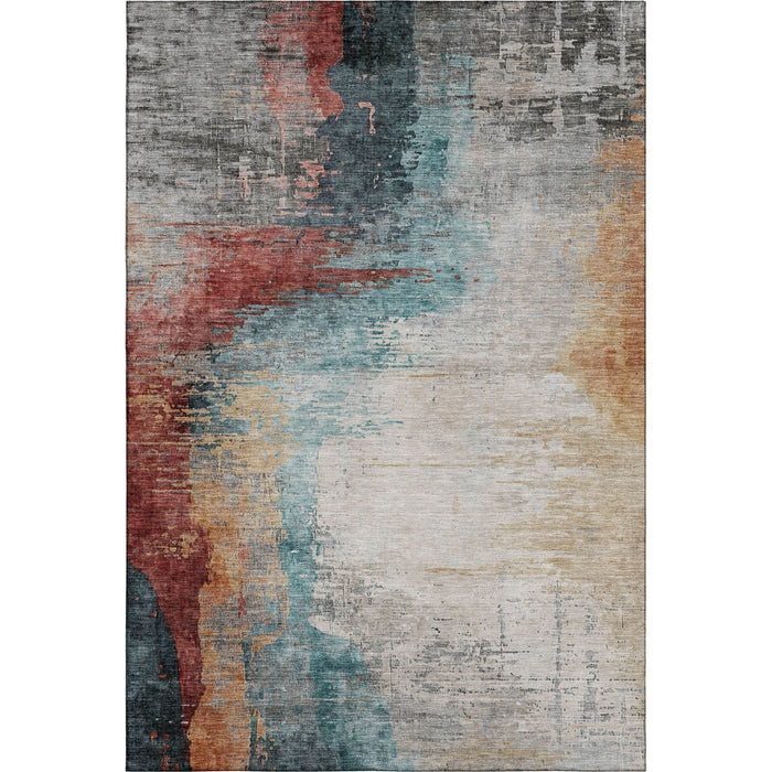 10' X 14' Abstract Washable Area Rug With UV Protection (715633) - Teal / Mauve