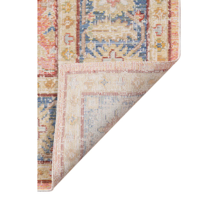 9' x 13' Floral Power Loom Polyester Area Rug - Blue Gold And Orange