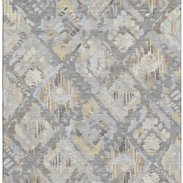 10' X 14' Geometric Washable Area Rug With UV Protection (693018) - Gray / Beige / Tan