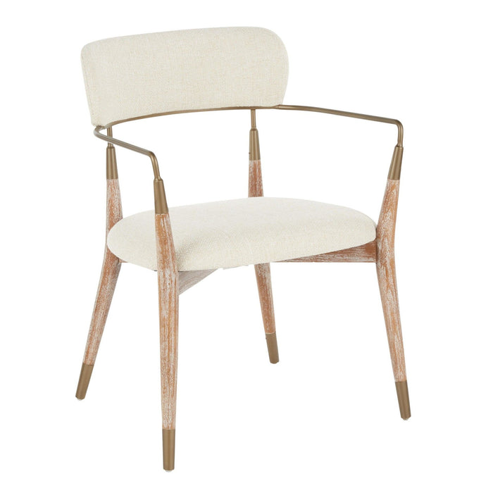 Savannah - Chair (Set of 2) - White Washed Wood And Cream Noise Fabric With Copper Accent
