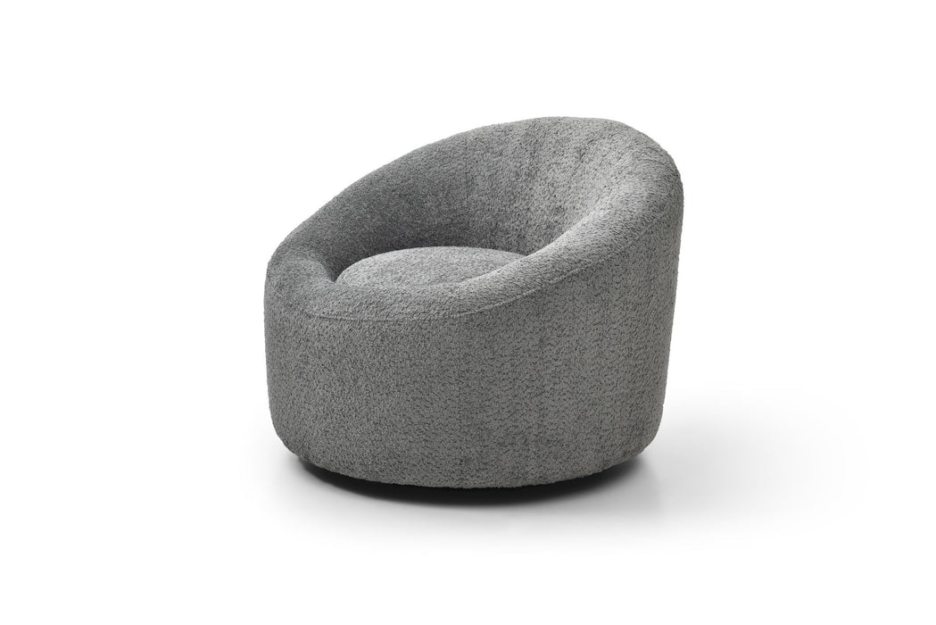 Boucle Metal Swivel Lounge Chair - Gray