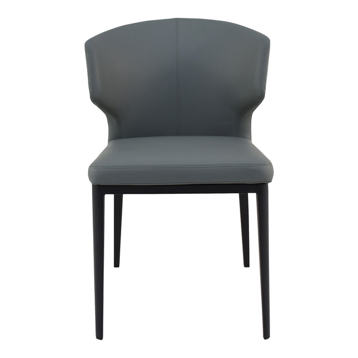 Upholstered Faux Leather Wing Back Dining Side Chairs (Set of 2) - Gray / Black