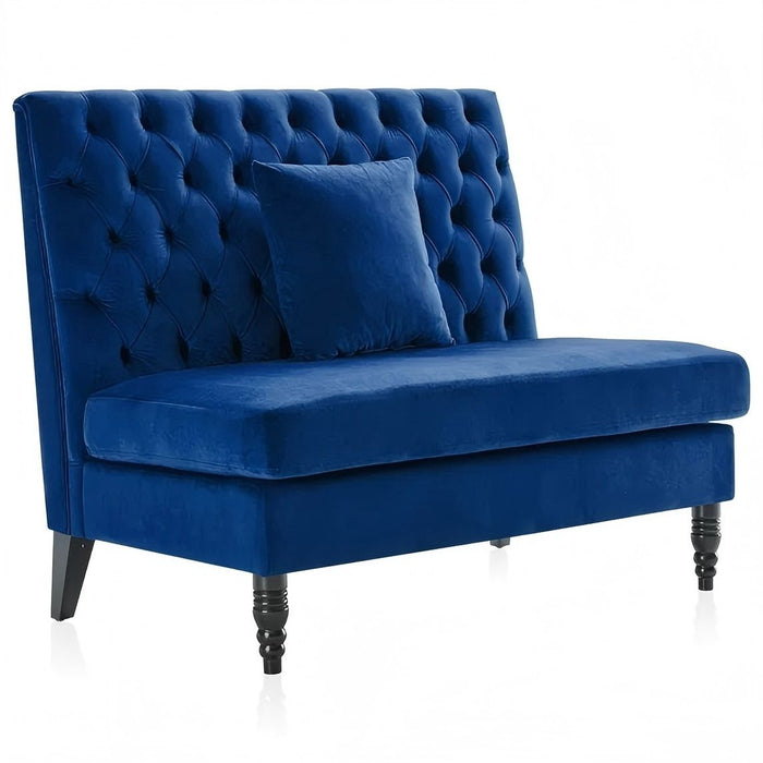 Velvet Loveseat - Navy Blue / Black