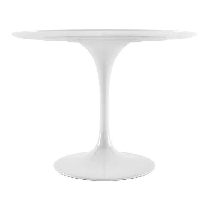 42" Fiberglass And Metal Dining Table - White