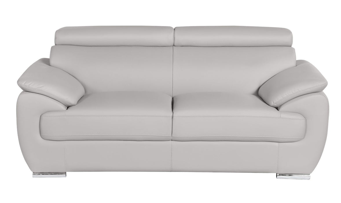 Leather Loveseat (720579) - Light Gray / Silver