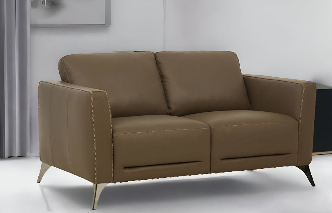 Leather Love Seat - Brown / Black