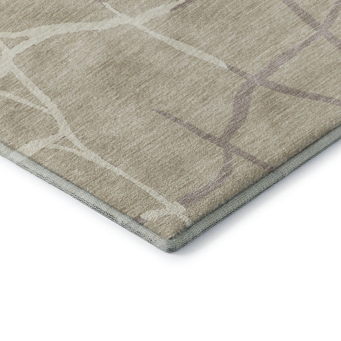 10' X 14' Abstract Geometric Washable Area Rug With UV Protection (682253) - Beige / Ivory / Taupe
