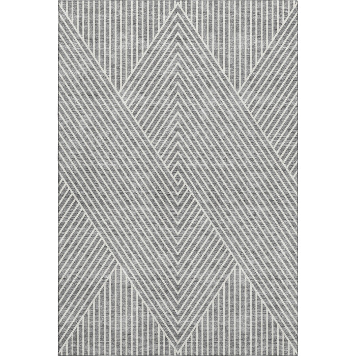 10' X 14' Geometric Washable Area Rug With UV Protection (674658) - Gray / Ivory