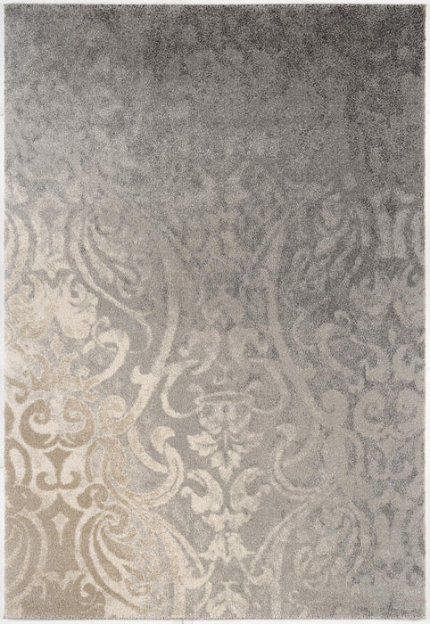 8' x 11' Damask Washable Non Skid Area Rug - Gray