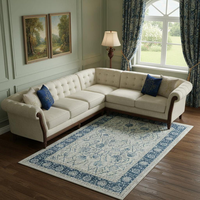 9' X 12' Floral Area Rug (719013) - Gray / Blue