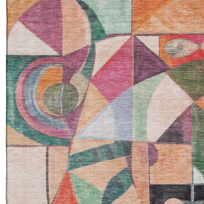 10' X 14' Abstract Washable Area Rug With UV Protection (700421) - Orange / Pink / Ivory