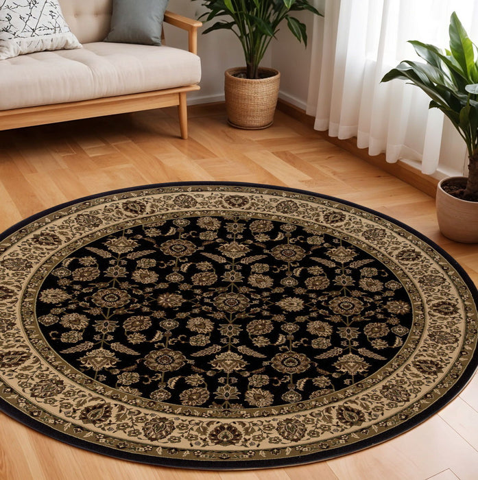 8' Oriental Round Rug - Brown