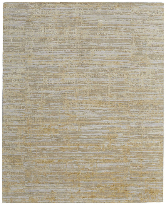8' x 10' Abstract Hand Woven Wool Blend Area Rug - Yellow And Ivory
