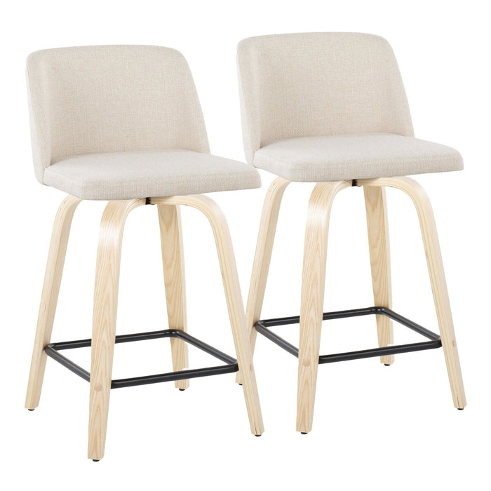 Toriano - 24" Fixed-Height Counter Stool (Set of 2) - Natural & Black Square Base
