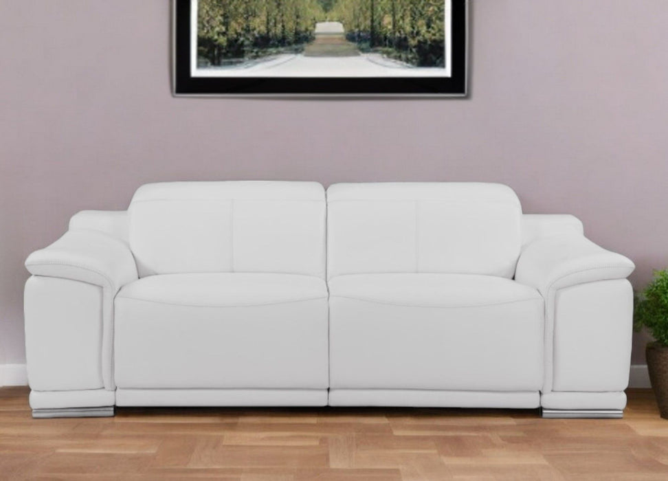 Leather USB Sofa With Silver Legs - White