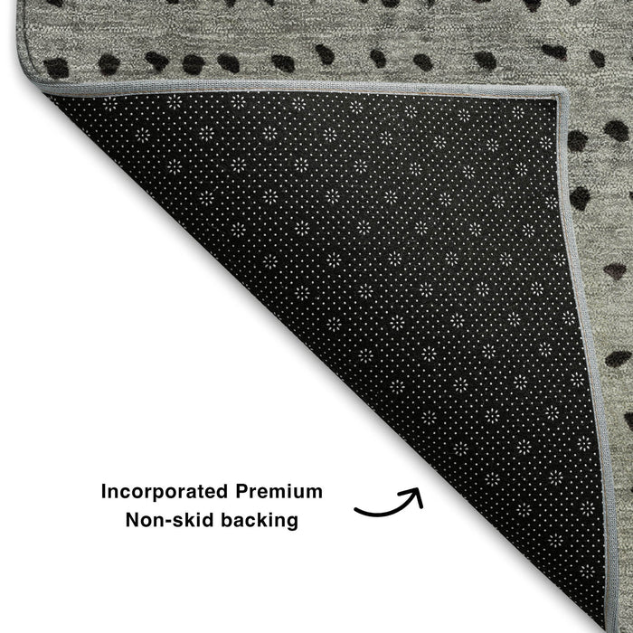 10' X 14' Abstract Washable Area Rug With UV Protection (710819) - Rust / Charcoal / Gray