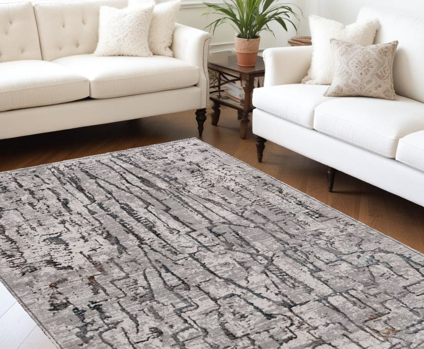 8' x 11' Machine Woven Abstract Indoor Area Rug - Gray