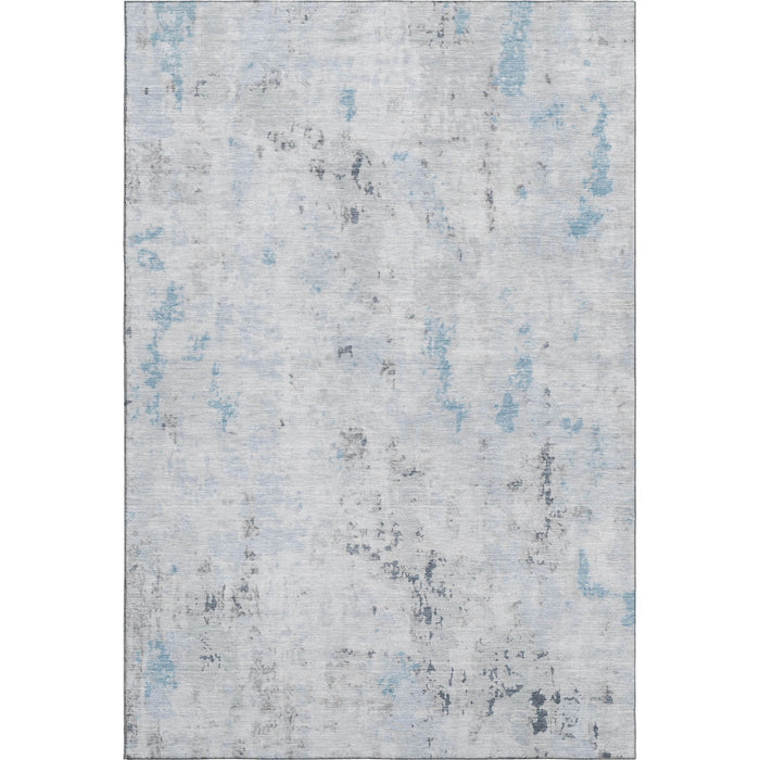 10' X 14' Abstract Washable Area Rug With UV Protection (700235) - Sky Blue / Ivory / Gray