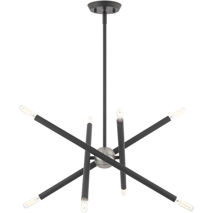 Eight Light Dimmable Chandelier With Shades - Gray
