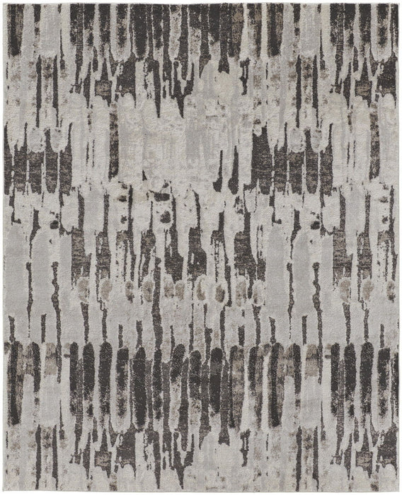 12' x 15' Abstract Power Loom Stain Resistant Area Rug - Ivory Brown And Gray