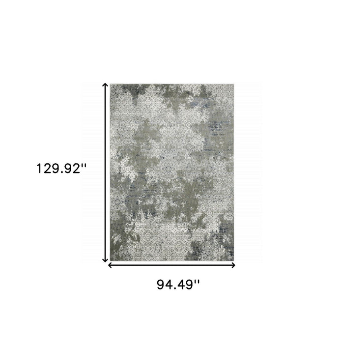 8' x 11' Abstract Power Loom Stain Resistant Area Rug - Ivory Gray Blue And Taupe