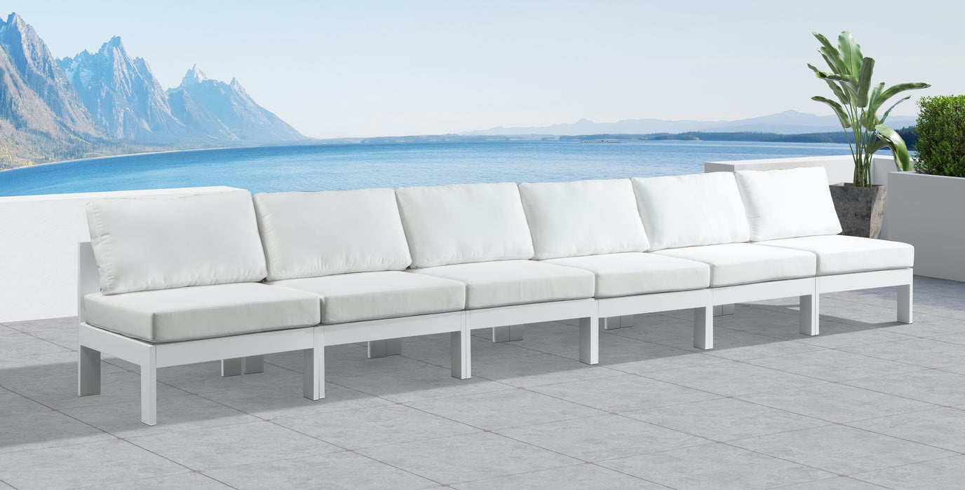 Nizuc - Outdoor Patio Modular Sofa Armless - White - Metal