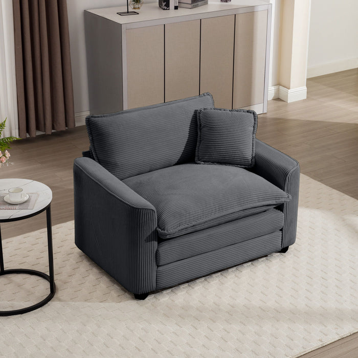 Modern Classic Fabric Single Chair Deep Seat Sofa With Pillow