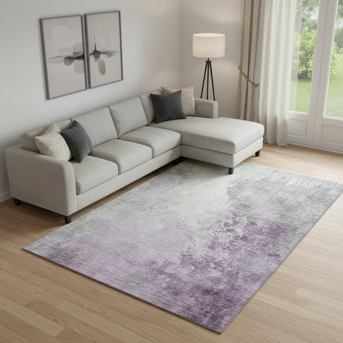 10' X 14' Abstract Washable Area Rug With UV Protection (705473) - Lavender / Ivory