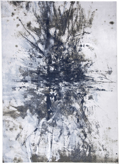 8' x 11' Abstract Stain Resistant Area Rug - Blue Gray And White