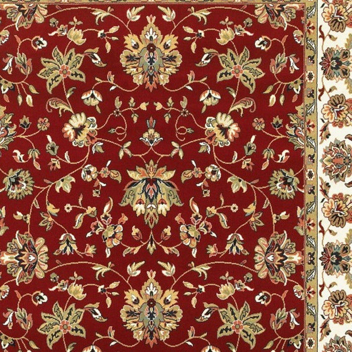 7' x 10' Machine Woven Floral Oriental Indoor Area Rug - Red Ivory
