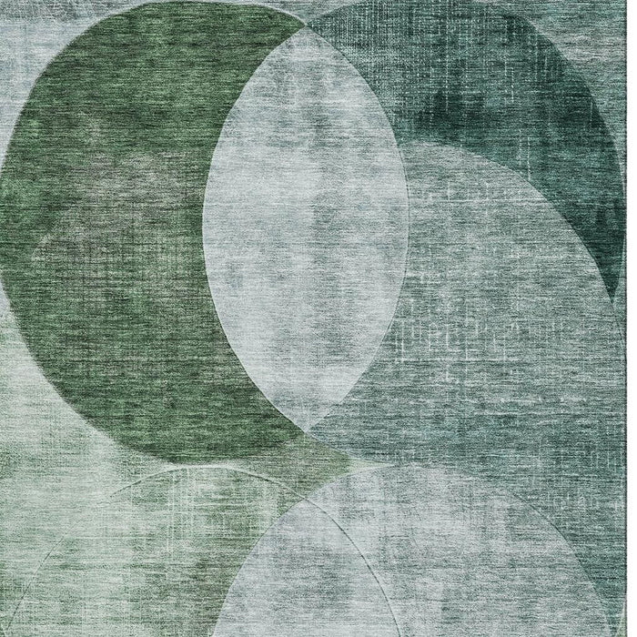 10' X 14' Geometric Washable Area Rug With UV Protection (686294) - Aqua / Green / Teal