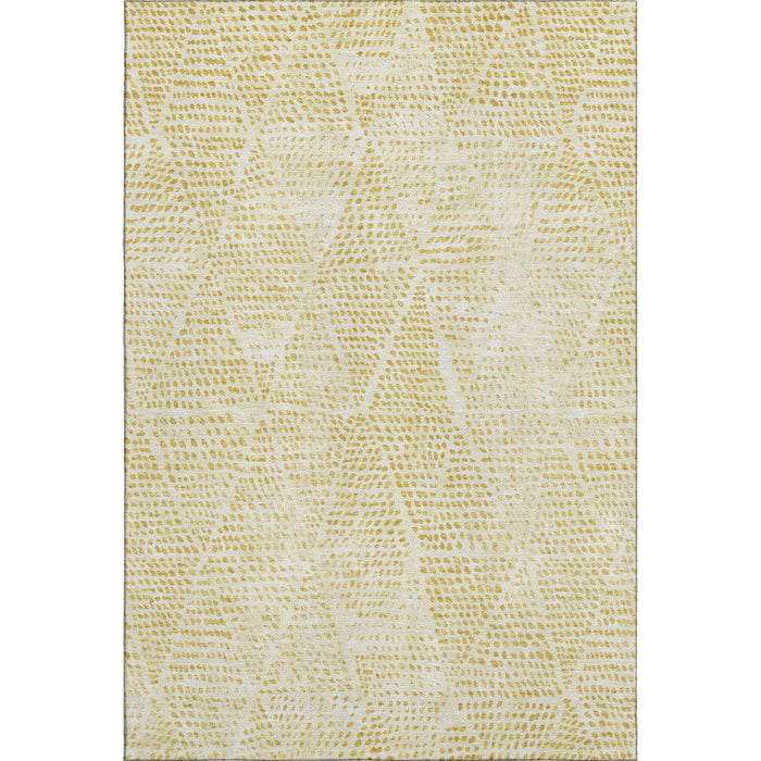 9' X 12' Diamond Washable Area Rug With UV Protection (650625) - Wheat / Ivory