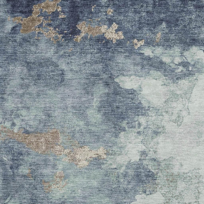 10' X 14' Abstract Washable Area Rug With UV Protection (718157) - Pale Aqua / Taupe