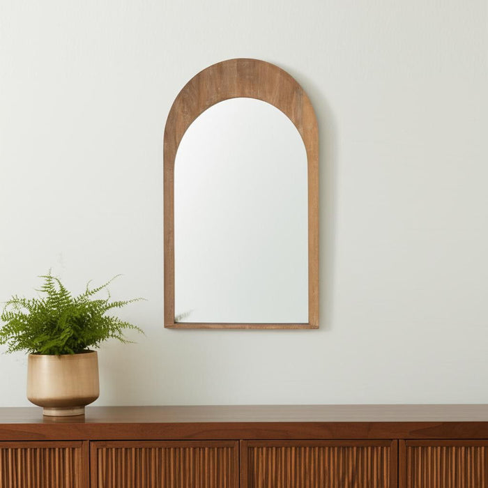 48" Solid Arch Framed Accent Mirror - Light Brown