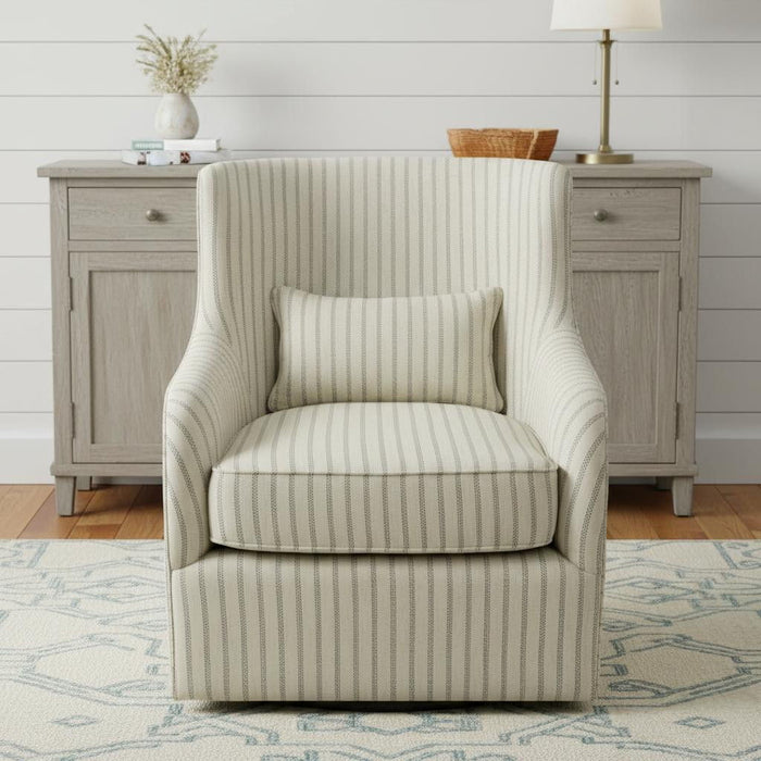 Polyester Blend Striped Swivel Lounge Chair - Natural