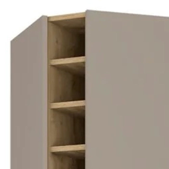 72" Wood Corner Bar Cabinet With Four Doors - Brown And Taupe