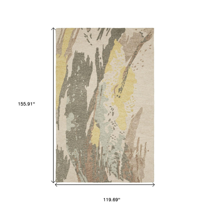 10' X 13' Wool Abstract Hand Tufted Area Rug - Beige And Yellow