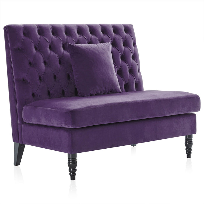 Velvet Loveseat - Plum / Black