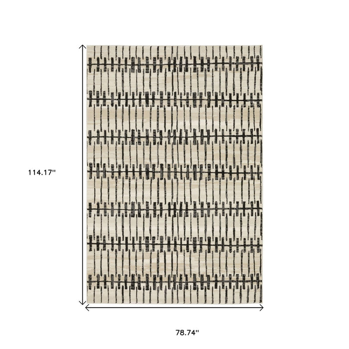 7' X 10' Geometric Area Rug - Beige And Black