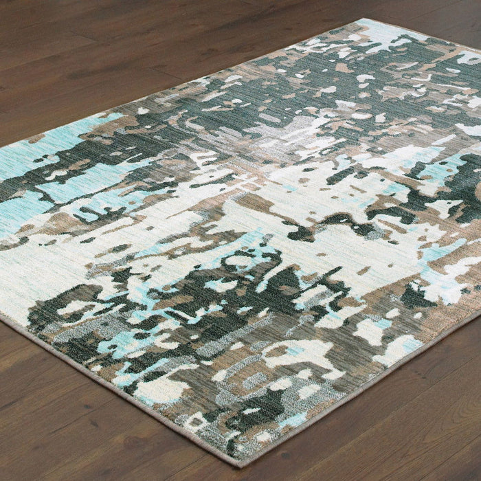 10' x 13' Abstract Power Loom Stain Resistant Area Rug - Gray And Blue