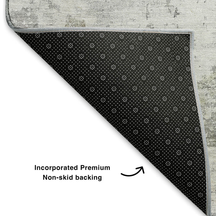 10' X 14' Abstract Washable Area Rug With UV Protection (700715) - Gray / Silver