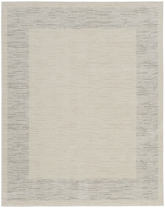 8' x 10' Abstract Power Loom Area Rug - Ivory And Gray