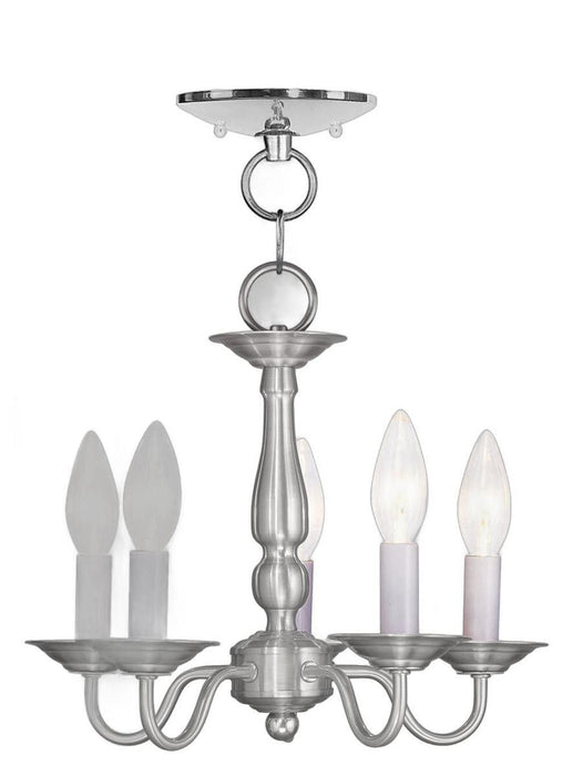 11" Five Light Metal Dimmable Chandelier With Shades - Nickel