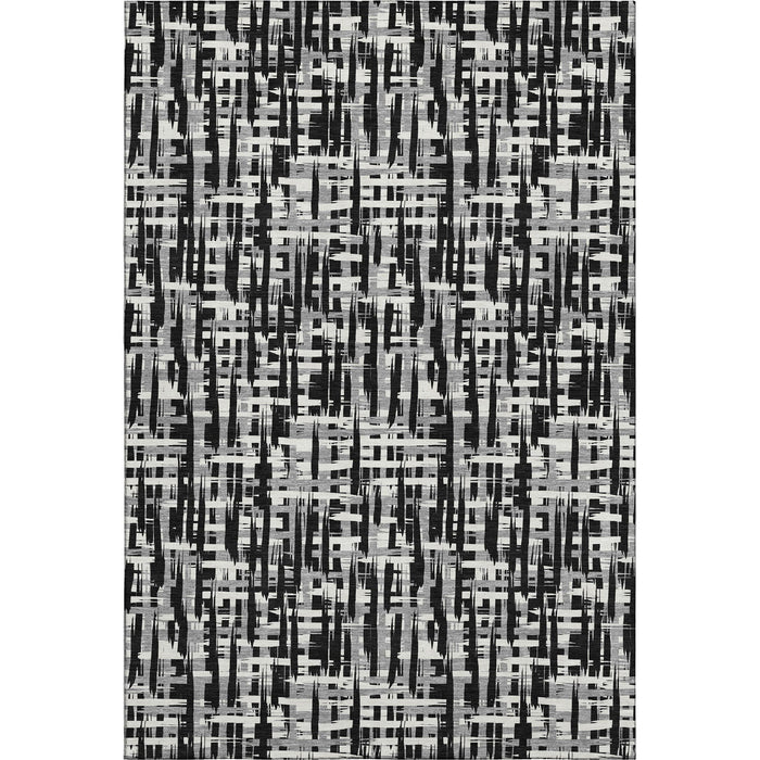10' X 14' Abstract Geometric Washable Area Rug With UV Protection (682955) - Black / Ivory / Gray