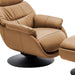 HomeRoots camel tufted genuine leather recliner with manual swivel function and matching ottoman, stylish and comfortable seating.