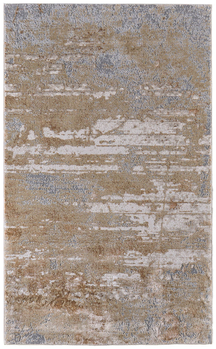 8' x 10' Abstract Power Loom Area Rug - Ivory Tan And Gray
