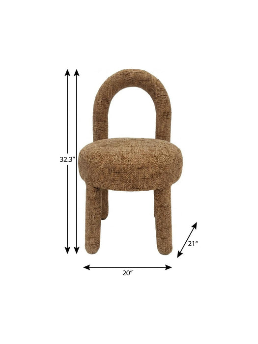 Fabric Solid Wood Open Back Dining Side Chairs (Set of 2) - Brown