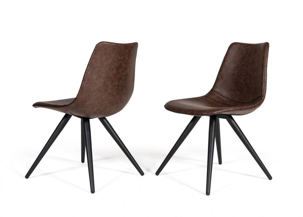Upholstered Faux Leather Dining Room Side Chairs (Set of 2) - Brown