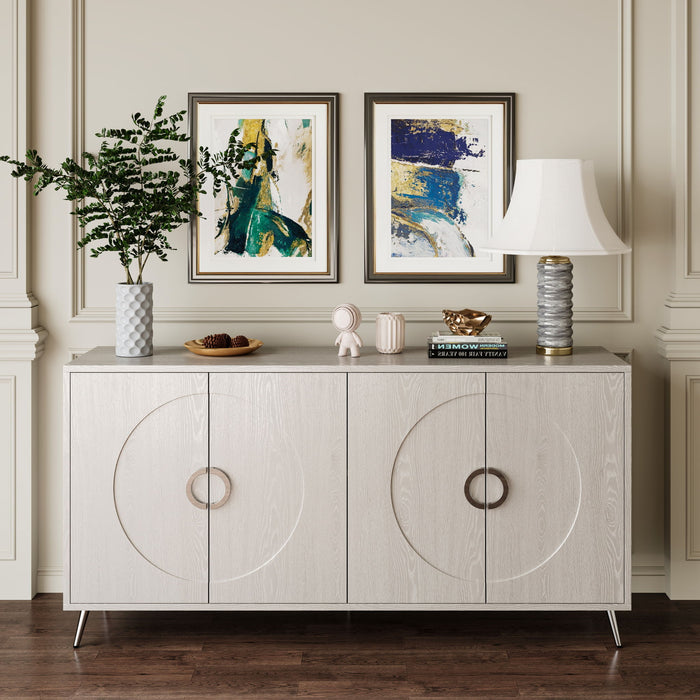 Modern Giga lacquered wooden sideboard with four doors, ideal for living room, entryway, hallway, office, or dining room storage.